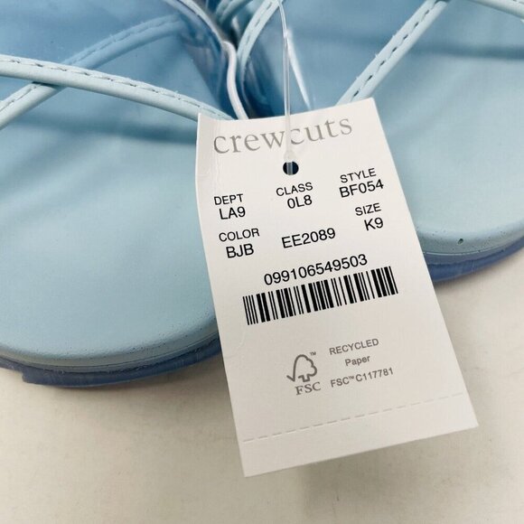 J Crew Crewcuts Little Girl K9 Slip On Pool Clear Jelly Sandals in Blue $45 217 - Picture 4 of 9